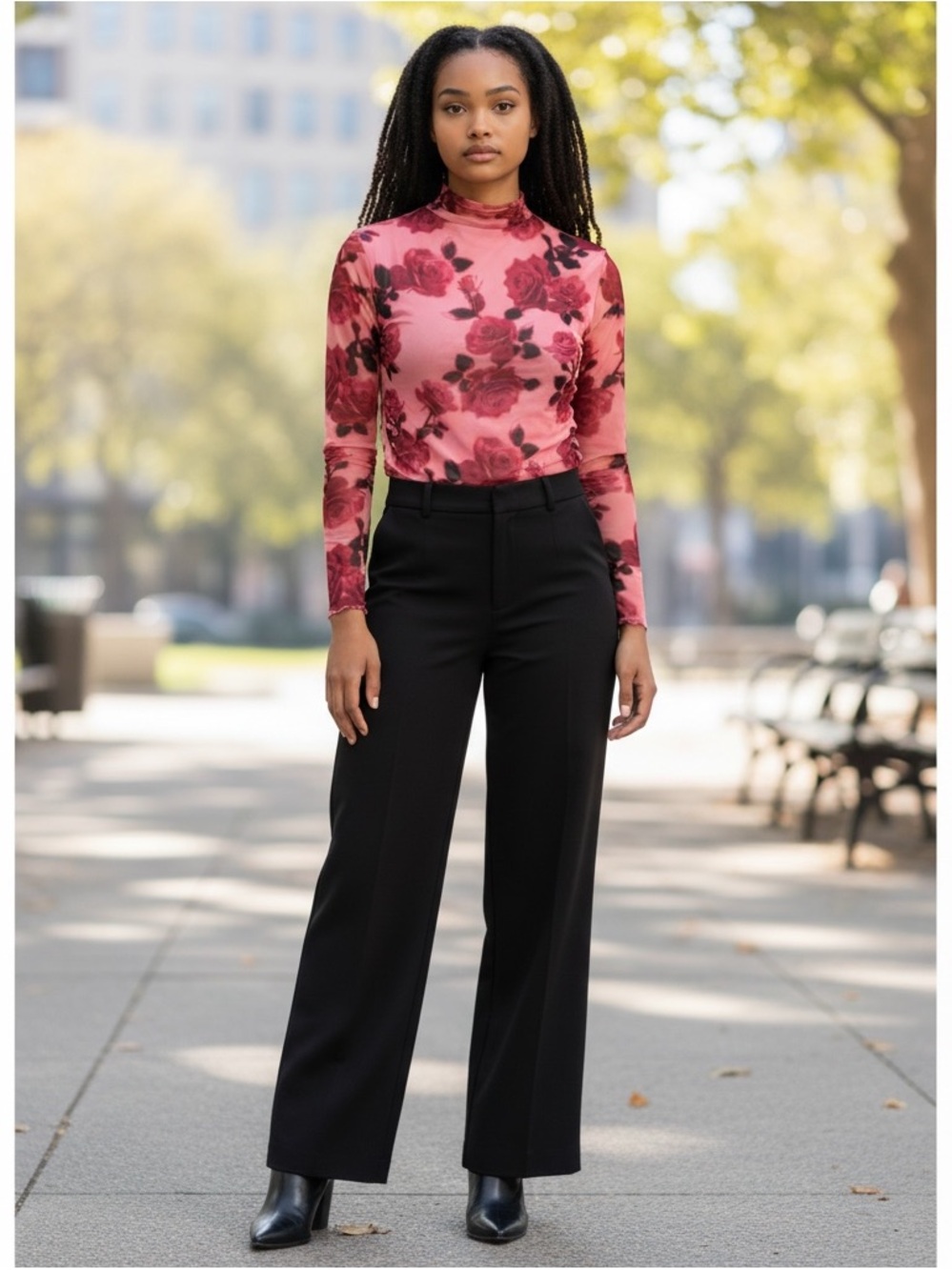 Wet Seal Pink Floral Mesh Long-Sleeve Bodysuit size XL(J)